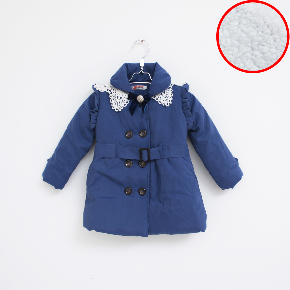 Children's clothing 2012 winter female child wadded jacket plus velvet thickening baby laciness bow child trench