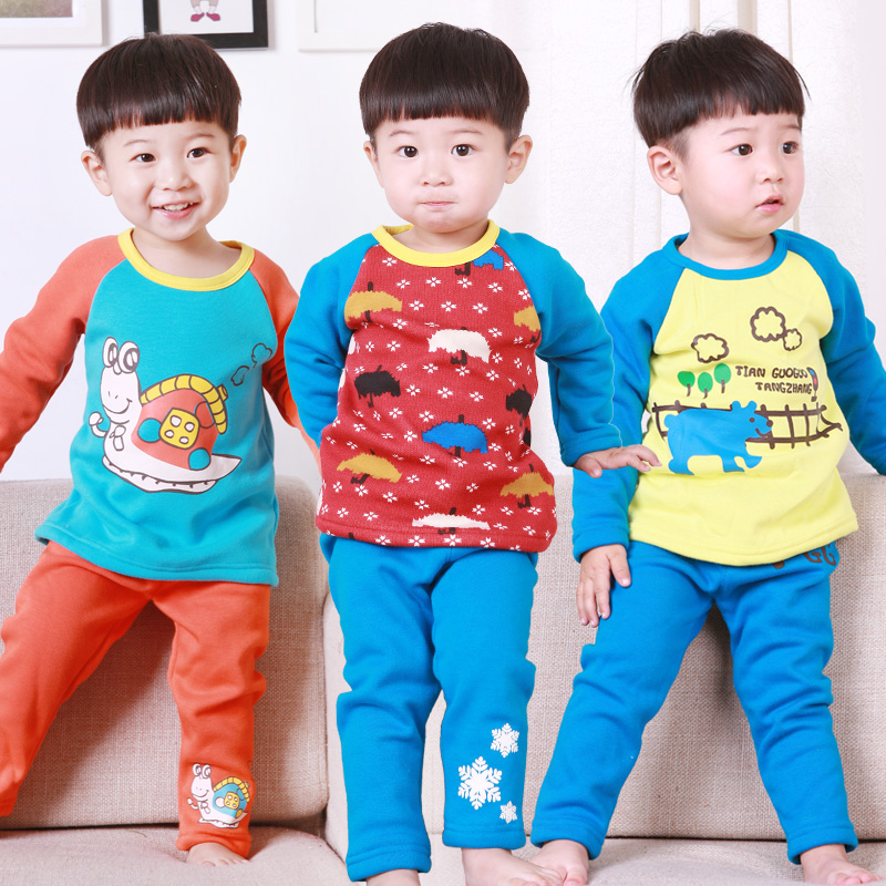 Children's clothing 2012 winter male child female child baby fleece thickening thermal underwear set autumn underwear