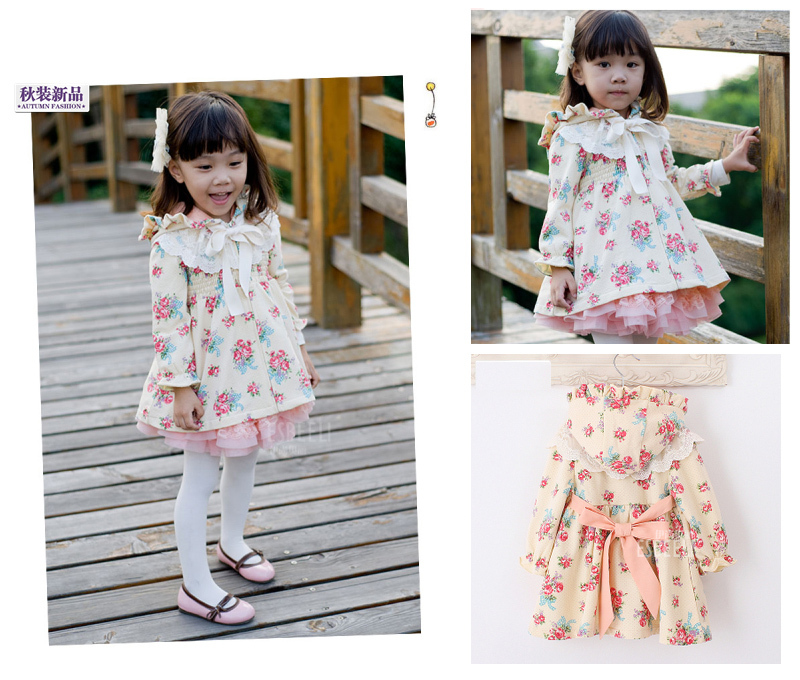 Children's clothing 2013 autumn female child rose trench outerwear female child baby lace spring and autumn top