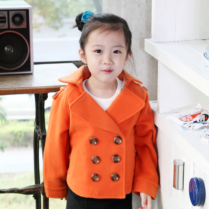 Children's clothing 2013 female child spring new arrival woolen overcoat double female big boy trench outerwear