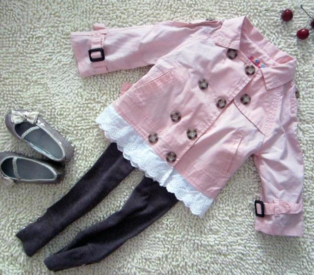 Children's clothing 2013 female child trench outerwear princess spring and autumn child boy short design