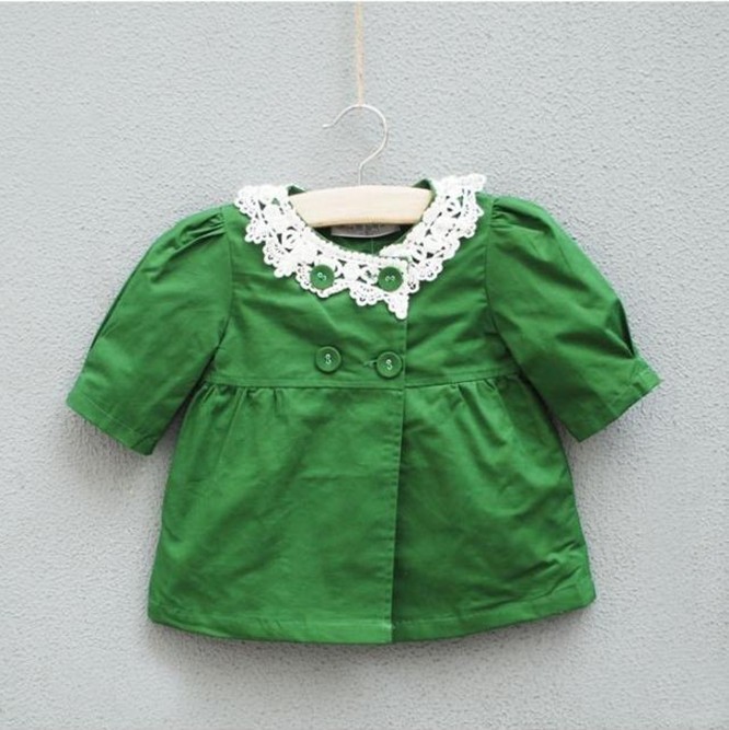 Children's clothing 2013 spring and autumn 100% cotton double breasted female child lace trench princess outerwear