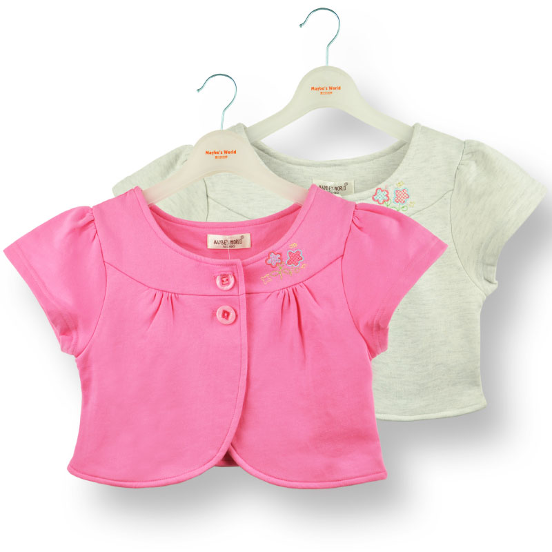 Children's clothing 2013 spring female child 100% child short-sleeve cotton cardigan outerwear