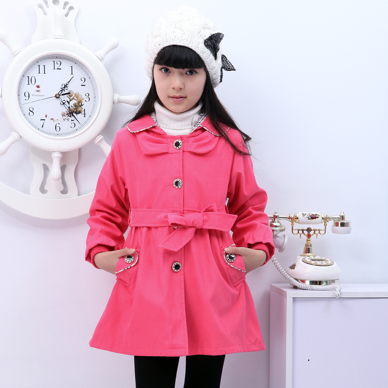 Children's clothing 2013 spring female child sweet cute casual outerwear long design trench