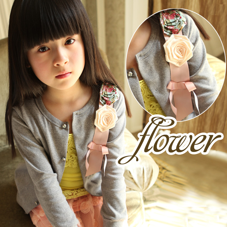 Children's clothing 2013 spring female child three-dimensional corsage long-sleeve cardigan coat