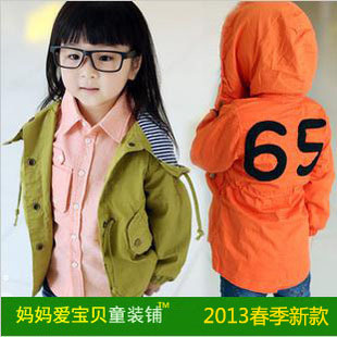 Children's clothing 2013 spring new arrival child casual digital  a hood small trench  outerwear jacket bb18
