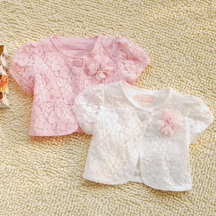 Children's clothing 2013 summer baby child girl's cape waist coats short sleeve lace chiffon shirt sun protection jackets