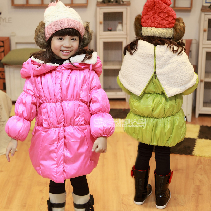 Children's clothing 2013 winter child cotton-padded jacket cotton-padded jacket female child large lapel long design wadded