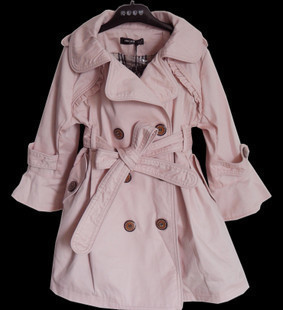 Children's clothing autumn 2012 female child trench double breasted child small ploughboys 100% cotton outerwear