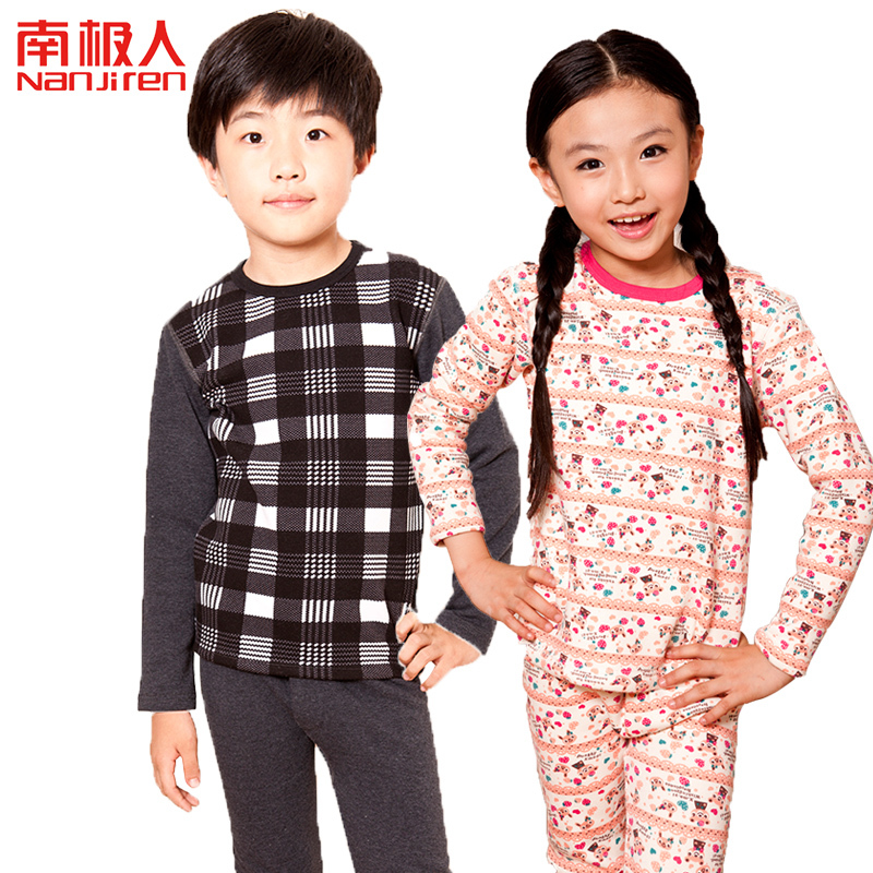 Children's clothing autumn and winter child thermal underwear set baby plus velvet thickening thermal underwear o-neck set