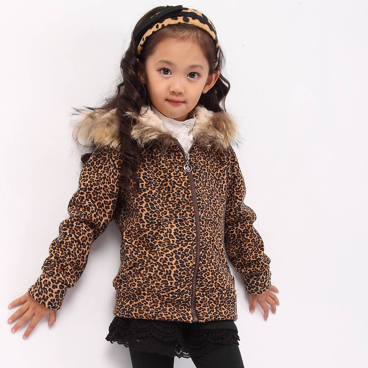 Children's clothing autumn and winter female child outerwear child thickening thermal autumn and winter overcoat fur with a hood
