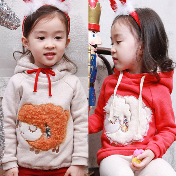 Children's clothing autumn and winter female child small sheep child long-sleeve fleece pullover sweatshirt df100-4