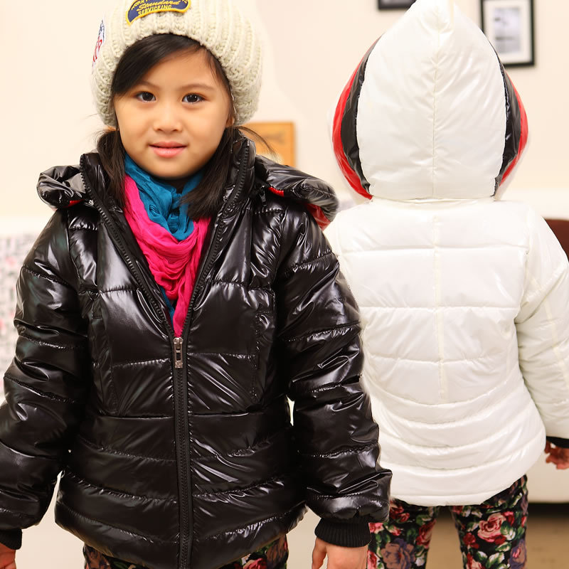 Children's clothing autumn and winter female child thickening with a hood short design cotton-padded jacket zf10492