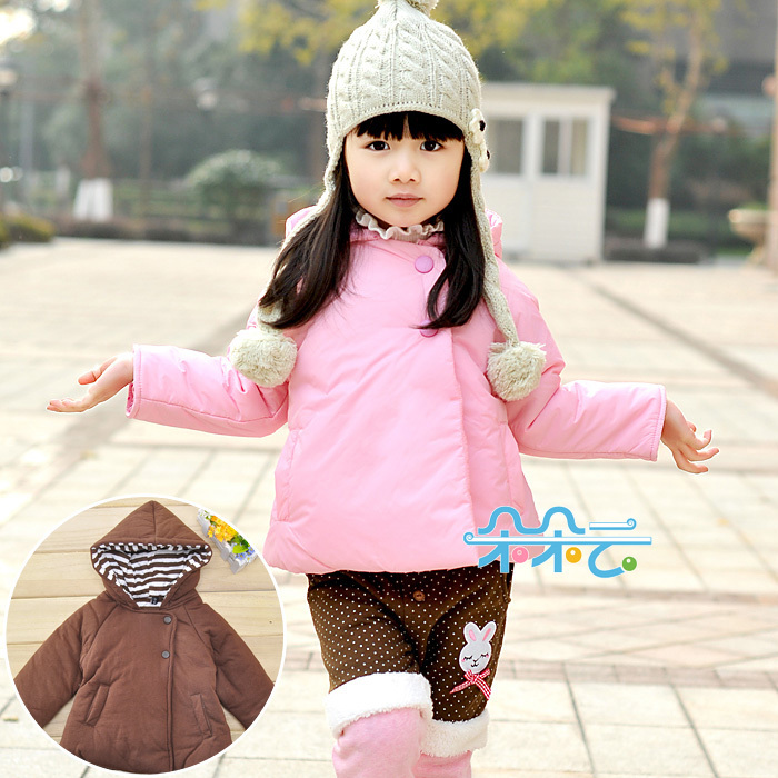 Children's clothing autumn and winter pink princess wind cotton-padded jacket female child wadded jacket outerwear thickening