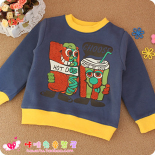 Children's clothing autumn and winter top child outerwear male child basic shirt pullover coat baby sweatshirt thickening fleece