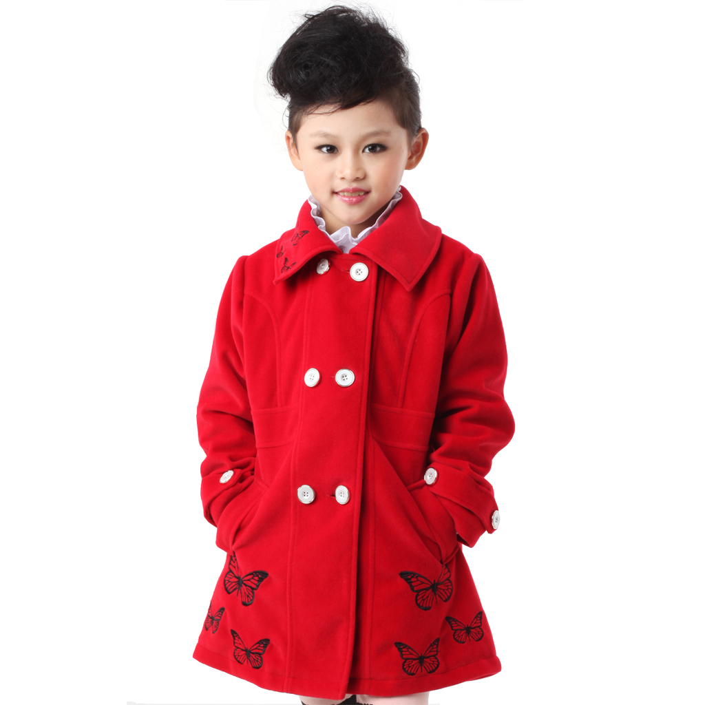 Children's clothing autumn new arrival female child overcoat woolen outerwear 37015 medium-long trench
