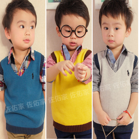 Children's clothing baby vest baby vest boy girl child knitted vest clip child vest pure cotton spring and autumn