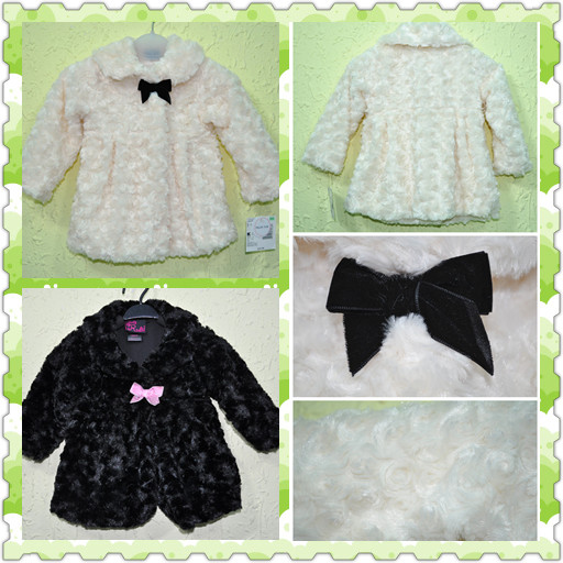 Children's clothing black and white cartoon female child outerwear rose plush female child cloak wind small cute fur female