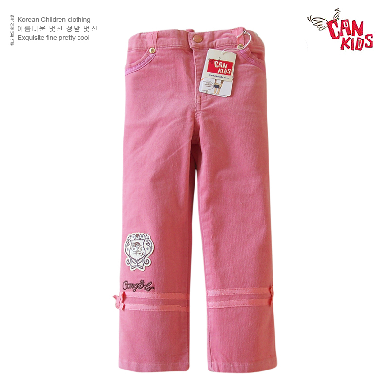 Children's clothing cankids 2012 autumn female child pink trousers casual trousers