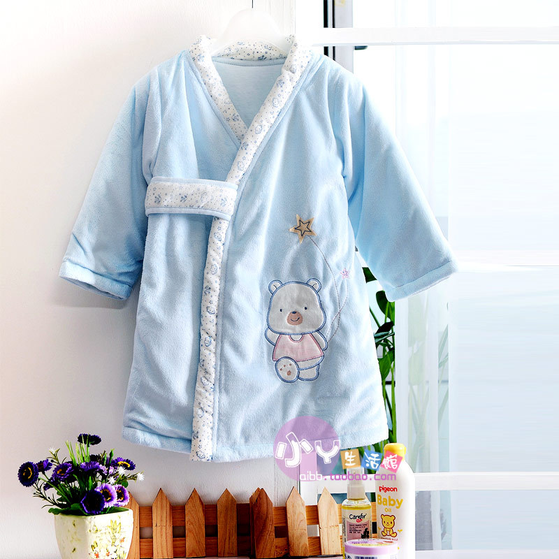 Children's clothing child 100% cotton robe baby lacing robe sleepwear 3565