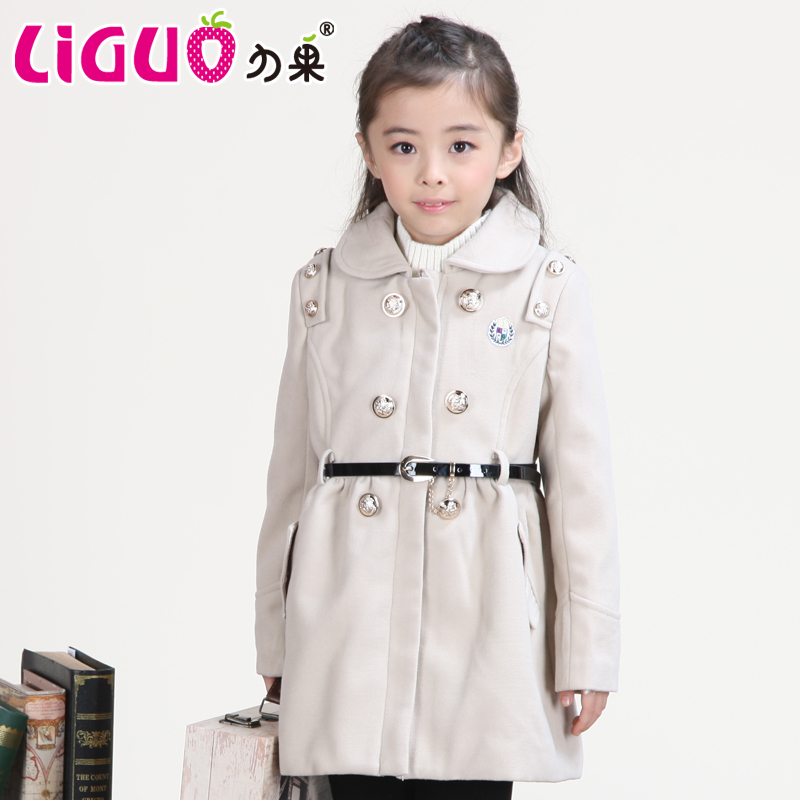 Children's clothing child 2012 female child wool coat outerwear trench outerwear medium-long