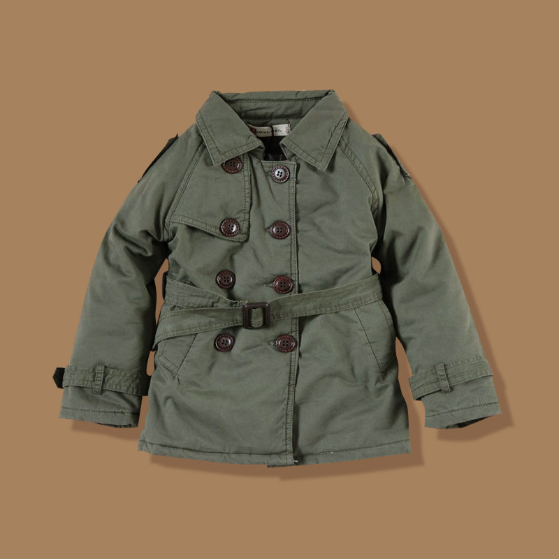 Children's clothing child plus cotton trench male female child olive trench outerwear 2012