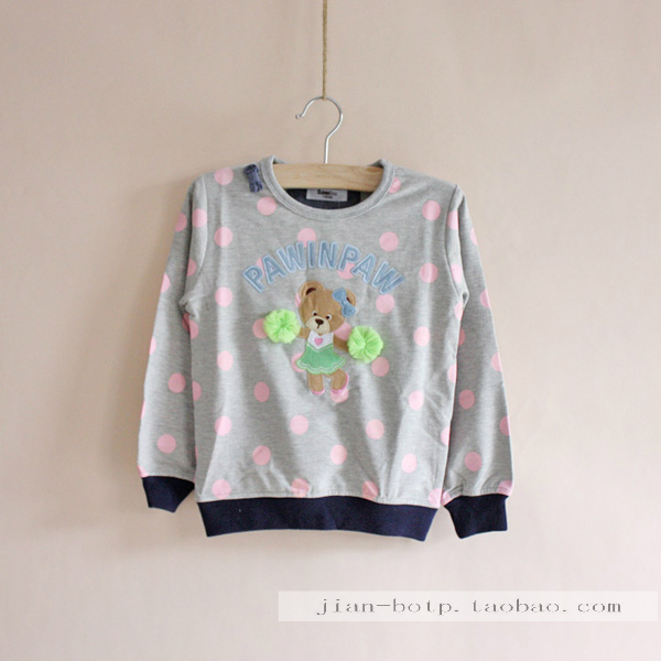 Children's clothing child spring and autumn sweatshirt female child dance bear loop pile sweatshirt