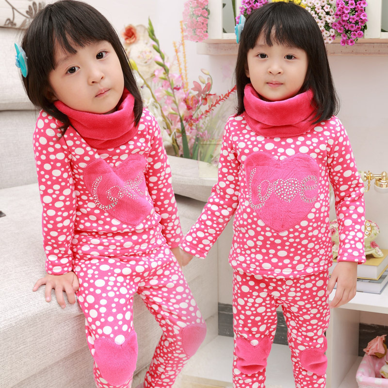 Children's clothing child thermal underwear set thickening plus velvet children male child female child baby 100% cotton 100%