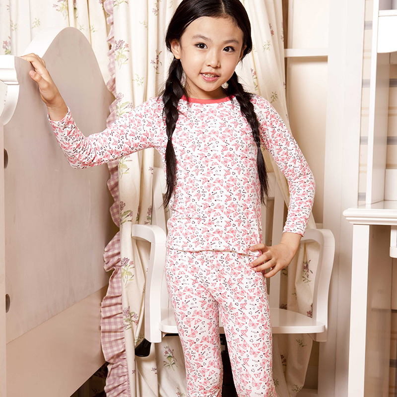 Children's clothing child underwear set 100% cotton female child baby long johns thin thermal
