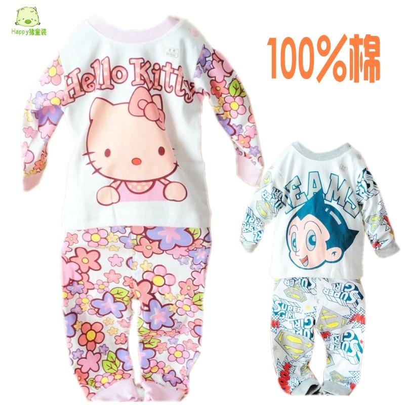 Children's clothing child underwear set baby long johns long johns infant lounge set