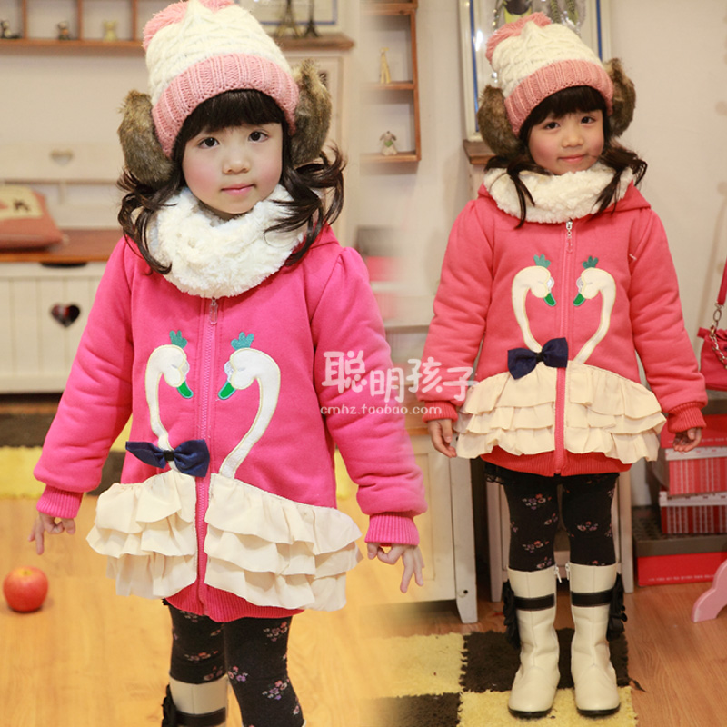 Children's clothing child winter 2013 female child outerwear baby plus velvet thickening outerwear 98520