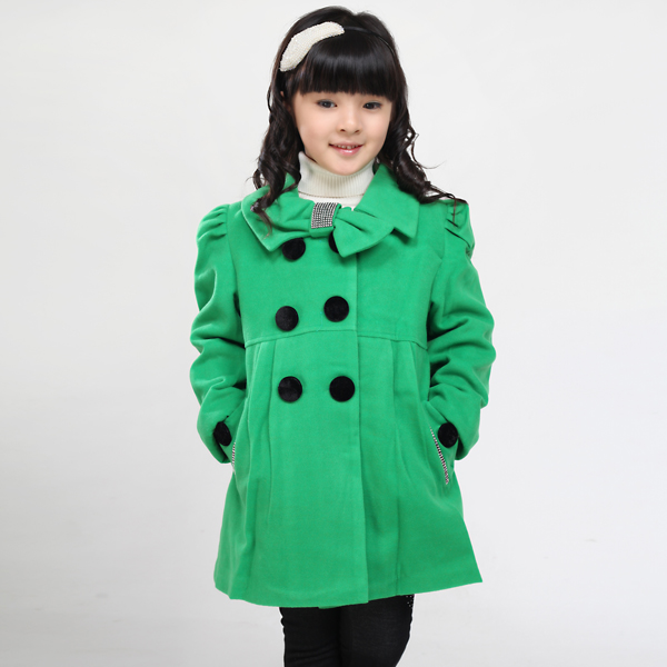 Children's clothing double breasted female child woolen outerwear berber fleece wool coat trench 11164