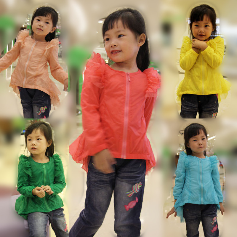 Children's clothing double layer 2012 autumn laciness child baby female child outerwear cardigan zipper sweater trench