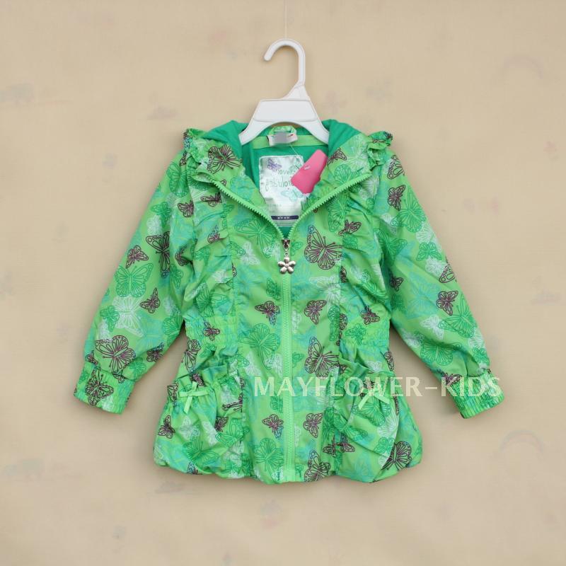Children's clothing fashion female child 2013 spring green flower trench outerwear 3 - 8