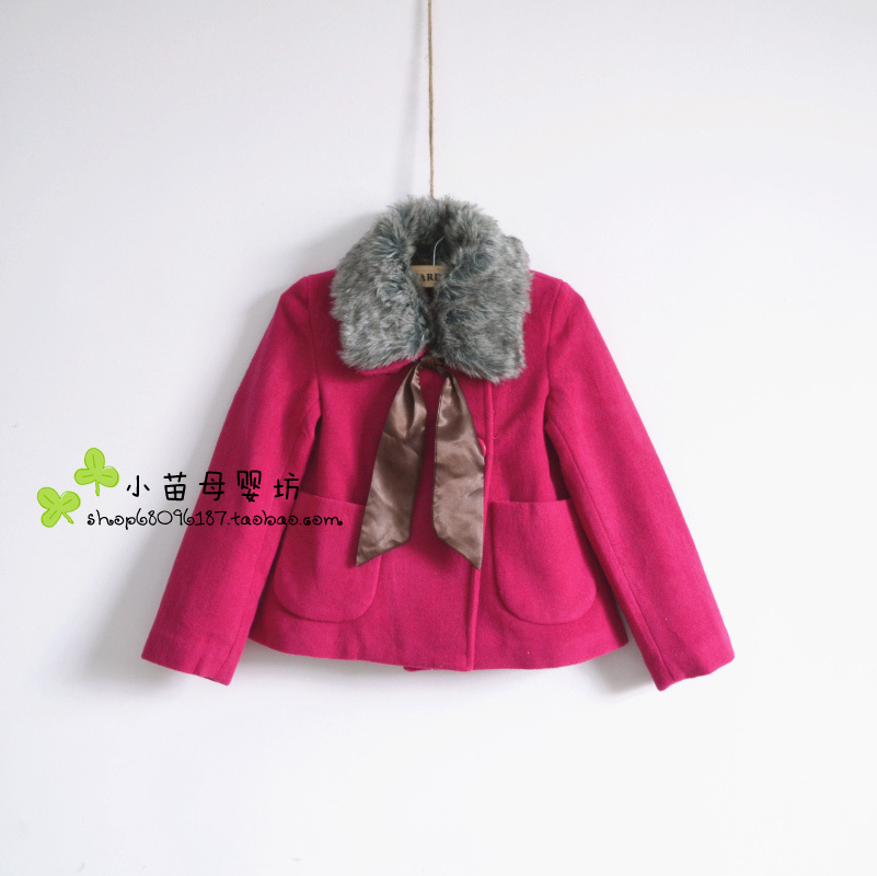 Children's clothing fashion female child woolen cute outerwear overcoat trench