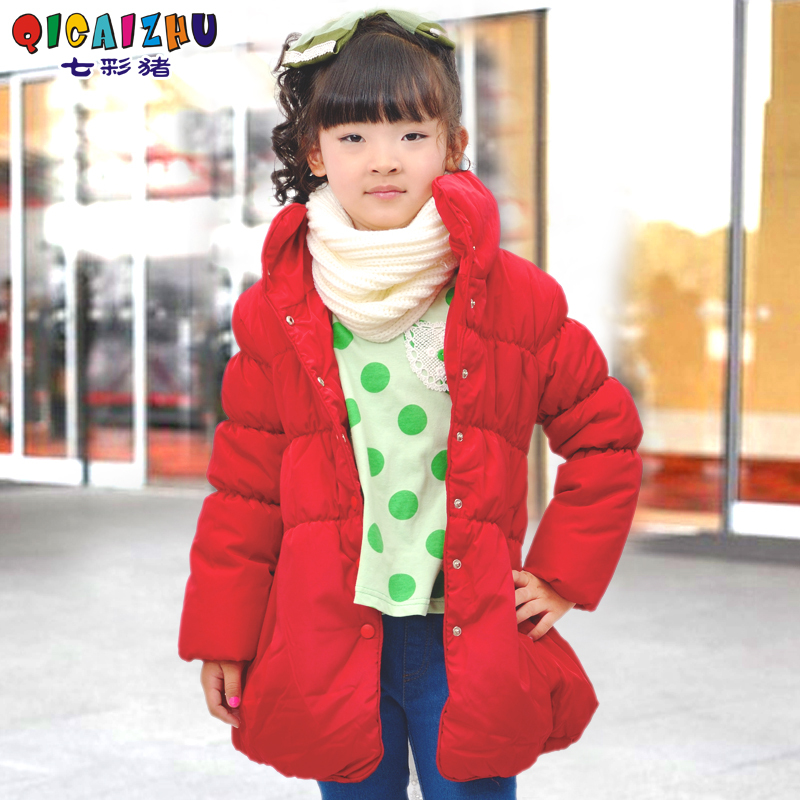 Children's clothing female child 2012 autumn and winter puff sleeve medium-long baby wadded jacket red outerwear f-756