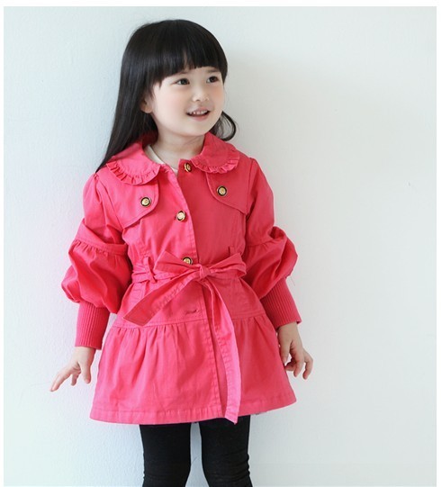 Children's clothing female child 2012 autumn trench overcoat girl's jacket free shipping