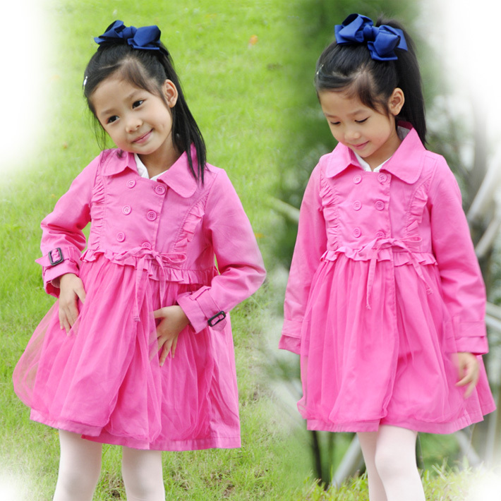 Children's clothing female child 2012 princess double breasted gauze skirt child long-sleeve trench overcoat