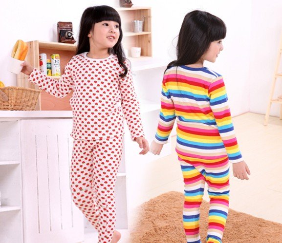 Children's clothing female child 2013 100% cotton cashmere thermal underwear set 12c008