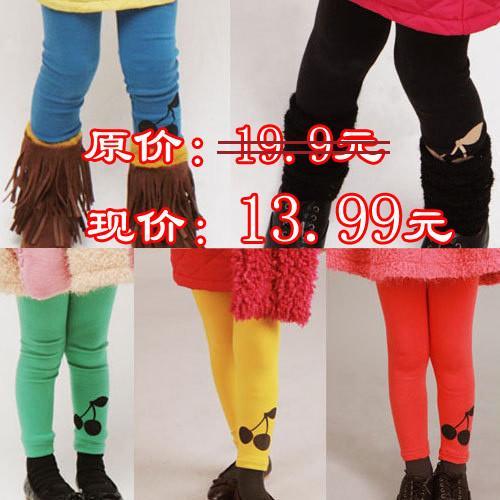 Children's clothing female child 2013 spring 100% all-match cotton candy color cherry female child legging
