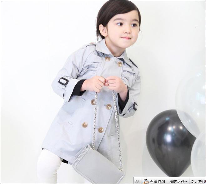 Children's clothing female child 2013 spring casual long-sleeve trench overcoat female child baby outerwear