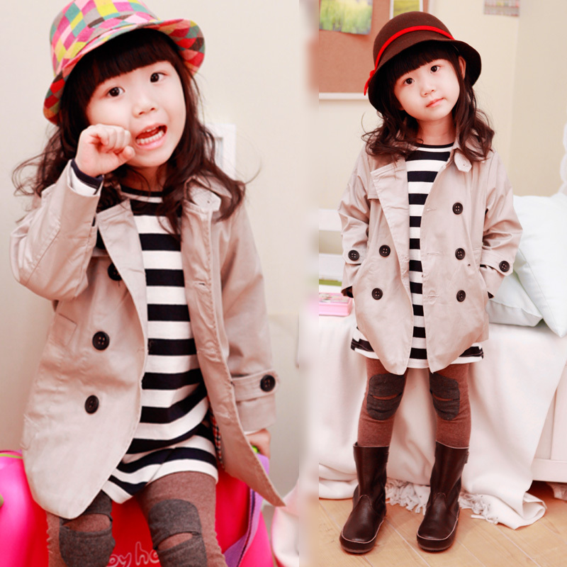 Children's clothing female child autumn 2012 classic buckle suit style trench outerwear 082109