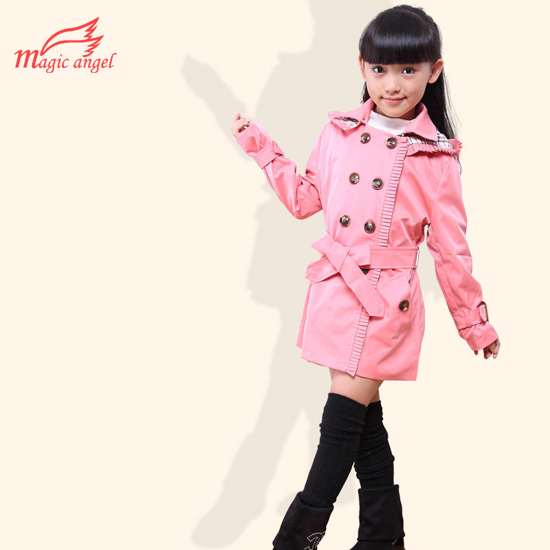 Children's clothing female child autumn 2012 trend fashion double breasted trench medium-long outerwear