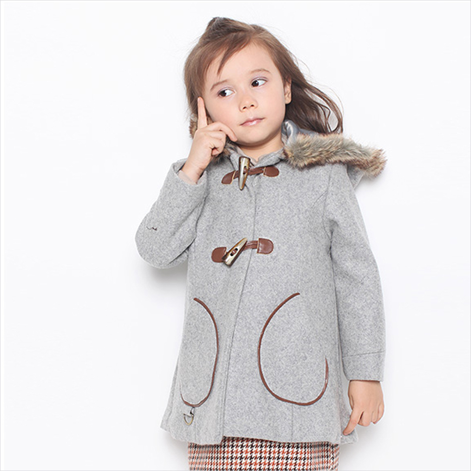 Children's clothing female child autumn 2013 child wool hooded woolen overcoat trench thin outerwear upperwear