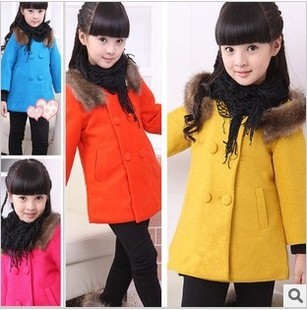 Children's clothing female child autumn and winter 2012 child thickening large fur collar trench baby thermal outerwear overcoat