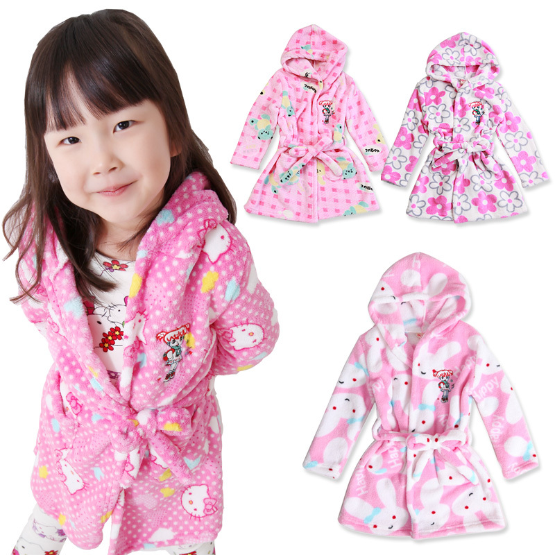 Children's clothing female child autumn and winter 2012 derlook sleepwear child coral fleece bathrobe thermal robe 13164