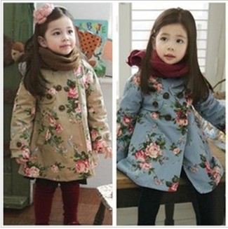 Children's clothing female child autumn and winter 2012 flowers cotton-padded thickening female child outerwear princess child