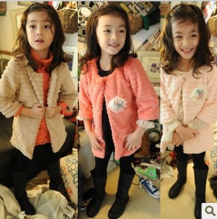Children's clothing female child autumn and winter 2012 fur long-sleeve outerwear overcoat plush child clothes gentlewomen