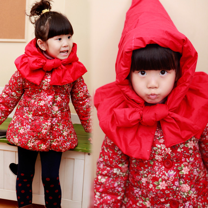 Children's clothing female child autumn and winter 2012 sistance national trend peaked cap cotton-padded jacket cotton-padded