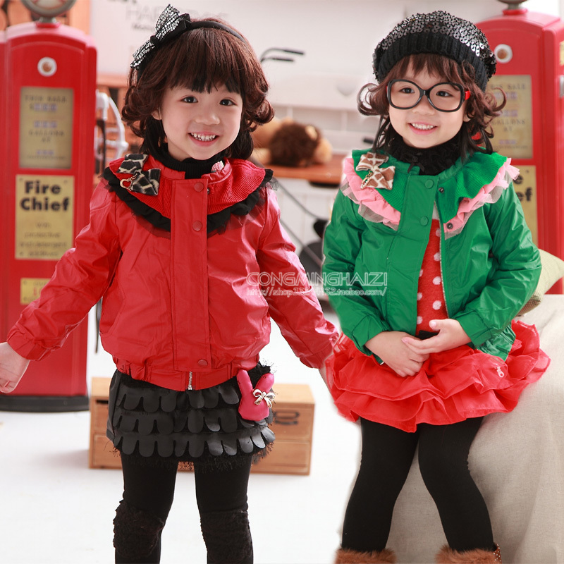 Children's clothing female child autumn and winter 2013 all-match baby PU jacket child leather clothing outerwear female 03214